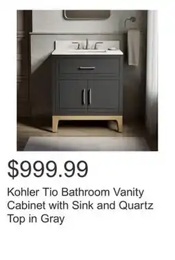 Costco Kohler Tio Bathroom Vanity Cabinet with Sink and Quartz Top in Gray offer