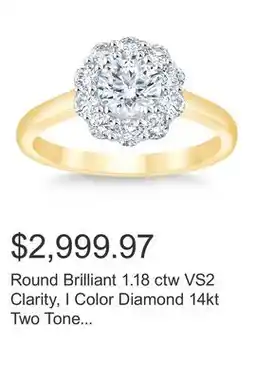 Costco Round Brilliant 1.18 ctw VS2 Clarity, I Color Diamond 14kt Two Tone Gold Ring offer