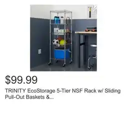 Costco TRINITY EcoStorage 5-Tier NSF Rack w/ Sliding Pull-Out Baskets & Wheels offer