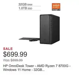 Costco HP OmniDesk Tower - AMD Ryzen 7 8700G - Windows 11 Home - 32GB Memory - 1TB SSD offer