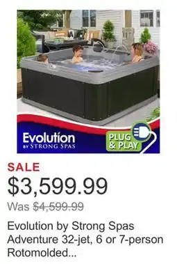 Costco Evolution by Strong Spas Adventure 32-jet, 6 or 7-person Rotomolded Spa, Plug-n-Play offer