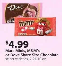 Fareway Mars Minis, M&M's or Dove Share Size Chocolate offer
