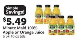 Fareway Minute Maid 100% Apple or Orange Juice offer