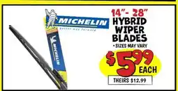 Ollie's MICHELIN 14- 28 HYBRID WIPER BLADES offer