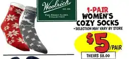 Ollie's Woolrich 1-PAIR WOMEN'S COZY SOCKS offer