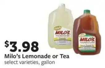 Fareway Milo's Lemonade or Tea offer