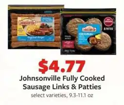 Fareway Johnsonville Fully Cooked Sausage Links and Patties offer