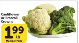 Vons Cauliflower or Broccoli Crowns offer