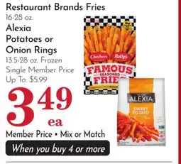 Pavilions Restaurant Brands Fries 16-28 oz. Alexia Potatoes or Onion Rings 13.5-28 oz offer