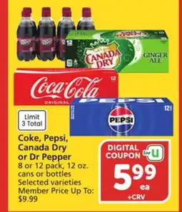 Vons Coke, Pepsi, Canada Dry or Dr Pepper offer