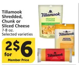 Vons Tillamook Shredded, Chunk or Sliced Cheese offer
