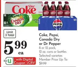 Pavilions Coke, Pepsi, Canada Dry or Dr Pepper offer