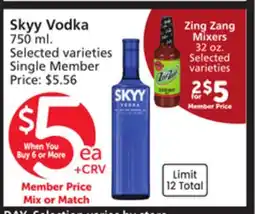 Vons Skyy Vodka offer