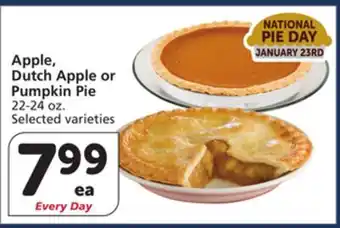 Vons Apple, Dutch Apple or Pumpkin Pie offer