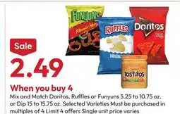 Stater Bros Doritos, Ruffles or Funyuns 5.25 to 10.75 oz. or Dip 15 to 15.75 oz offer