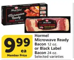 Vons Hormel Microwave Ready Bacon 12 oz. or Black Label Bacon 24 oz offer