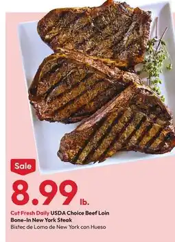 Stater Bros USDA Choice Beef Loin Bone-In New York Steak offer