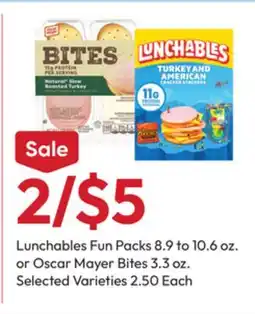 Stater Bros Lunchables Fun Packs 8.9 to 10.6 oz. or Oscar Mayer Bites 3.3 oz offer