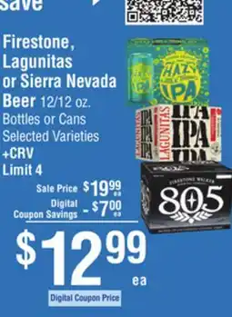 Smart & Final Firestone, Lagunitas or Sierra Nevada Beer offer