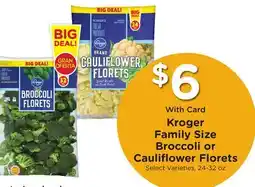 Ralphs Kroger Family Size Broccoli or Cauliflower Florets offer