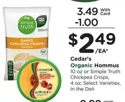 Ralphs Cedar's Organic Hommus offer