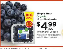 Ralphs Simple Truth Organic 18 oz Blueberries offer