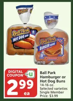 Albertsons Ball Park Hamburger or Hot Dog Buns offer