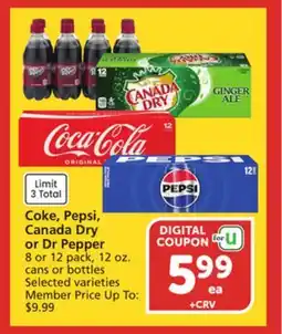 Albertsons Coke, Pepsi, Canada Dry or Dr Pepper offer