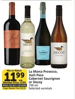 Albertsons La Marca Prosecco, Josh Paso Cabernet Sauvignon or Decoy offer