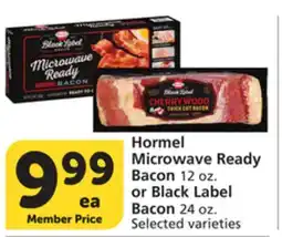 Albertsons Hormel Microwave Ready Bacon 12 oz. or Black Label Bacon 24 oz offer