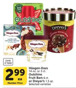 Albertsons Häagen-Dazs 14 oz. or 3 ct. Outshine Fruit Bars 6 ct. or Dreyer's 1.5 qt offer