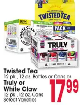 Jewel-Osco Twisted Tea 12 pk., 12 oz. Bottles or Cans or Truly or White Claw 12 pk., 12 oz. Cans offer