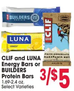 Jewel-Osco CLIF and LUNA Energy Bars or BUILDERS Protein Bars offer