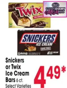 Jewel-Osco Snickers or Twix Ice Cream Bars offer