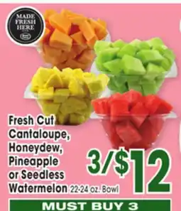 Jewel-Osco Fresh Cut Cantaloupe, Honeydew, Pineapple or Seedless Watermelon offer