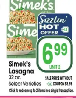 Jewel-Osco Simek's Lasagna offer