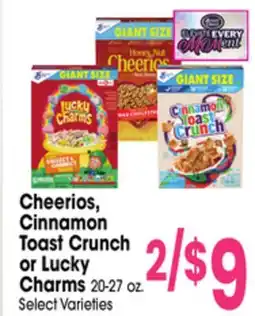 Jewel-Osco Cheerios, Cinnamon Toast Crunch or Lucky Charms offer