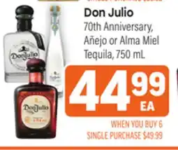 Tony’s Fresh Market Don Julio 70th Anniversary, Añejo or Alma Miel Tequila offer