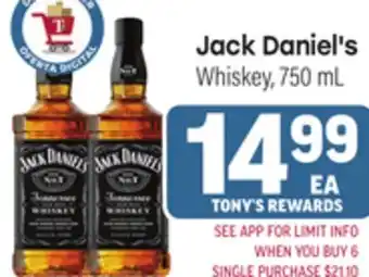 Tony’s Fresh Market Jack Daniel's Whiskey offer