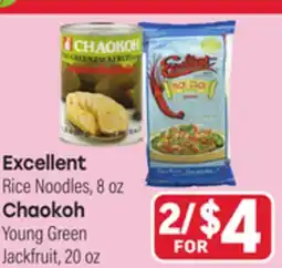 Tony’s Fresh Market Excellent Rice Noodles, 8 oz Chaokoh Young Green Jackfruit, 20 oz offer