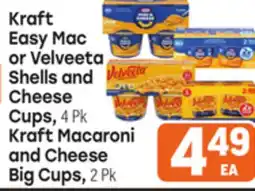 Tony’s Fresh Market Kraft Easy Mac or Velveeta Shells and Cheese Cups, 4Pk Kraft Macaroni and Cheese Big Cups, 2Pk offer