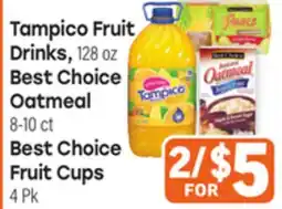 Tony’s Fresh Market Tampico Fruit Drinks, 128oz Best Choice 8-10ct Best Choice Fruit Cups 4Pk offer