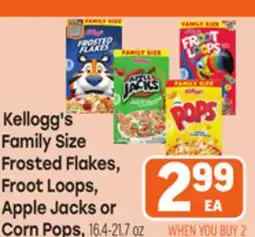 Tony’s Fresh Market Kellogg's Family Size Frosted Flakes, Froot Loops, Apple Jacks or Corn Pops offer