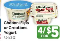 Tony’s Fresh Market Chobani Flips or Creations Yogurt offer