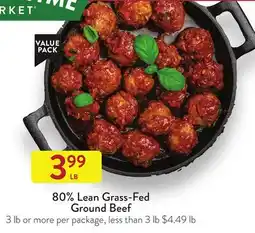 Fresh Thyme 80% Lean Grass-Fed Ground Beef offer