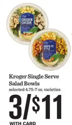 Mariano's Kroger Single Serve Salad Bowls offer