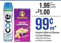 Mariano's Annie's Mac & Cheese or Core Water offer