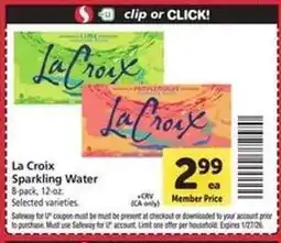 Safeway La Croix Sparkling Water offer