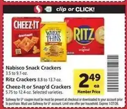 Safeway Nabisco Snack Crackers offer