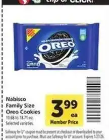 Safeway Nabisco Family Size Oreo Cookies offer